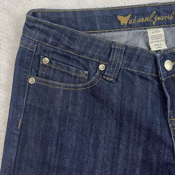 Wet Seal Jeans Womens Size 9 Blue Straight Leg Lo Rise Dark Wash Denim 28x27 - Picture 11 of 14